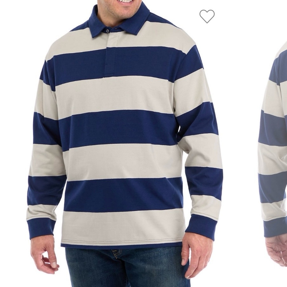Southern Proper Rugby Shirt Mens XL Tall Navy Tan Long Sleeve Quiet Luxury